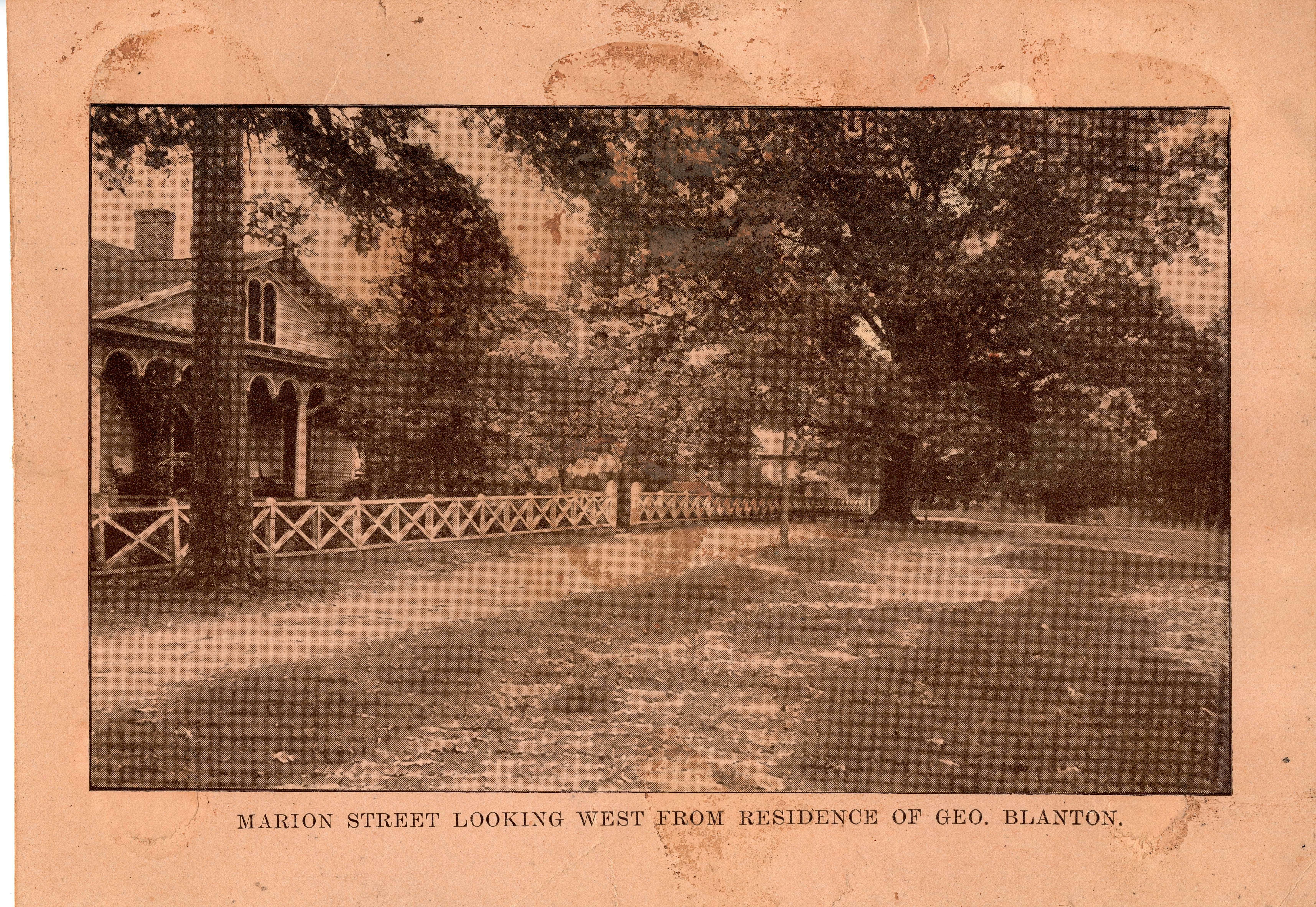 Marion Streed looking west from residence of George Blanton.